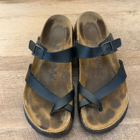 Betula by Birkenstock sandals size 38 black cork footbed Mayari like style - Picture 6 of 7